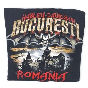 Harley Davison Bucurest Romania 2009 collectable tee shirt. Size 2x. Bat castle